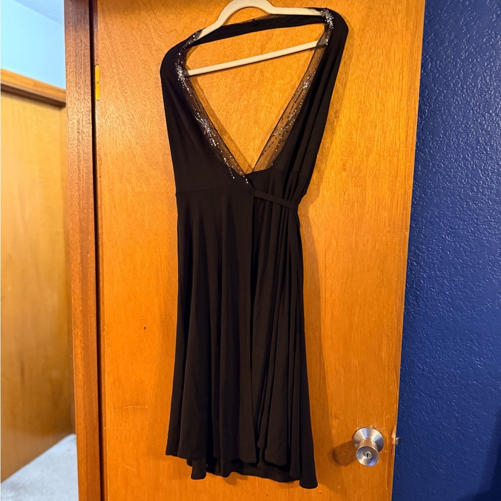 BCBGMaxAzria Black Sequin Backless Dress